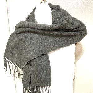 Dress Scarf Grey Gray with Fringe UNISEX 51 x 11.5 inches